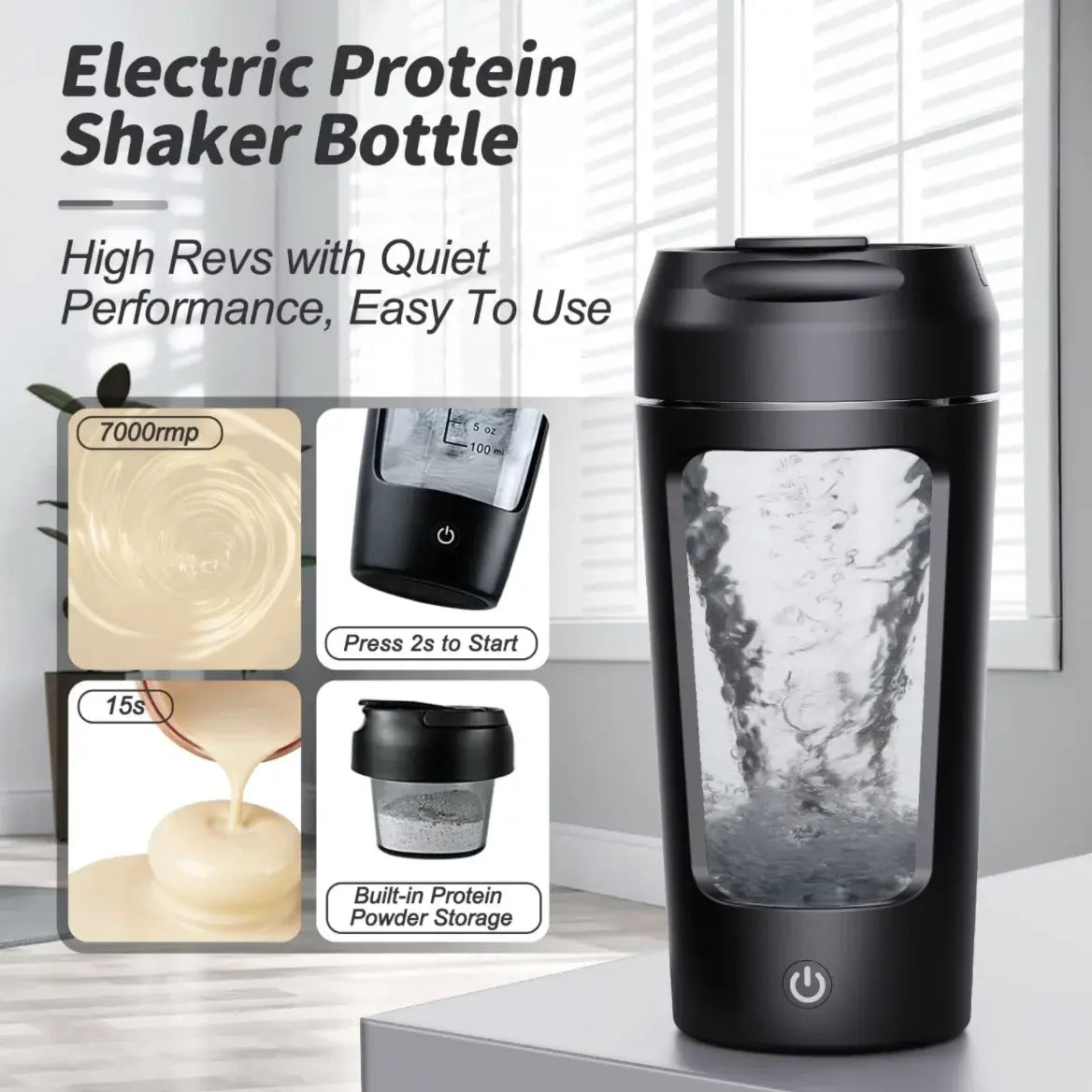 Smart Electric Protein Shaker Bottle - USB Rechargeable Auto-Mixing Cup