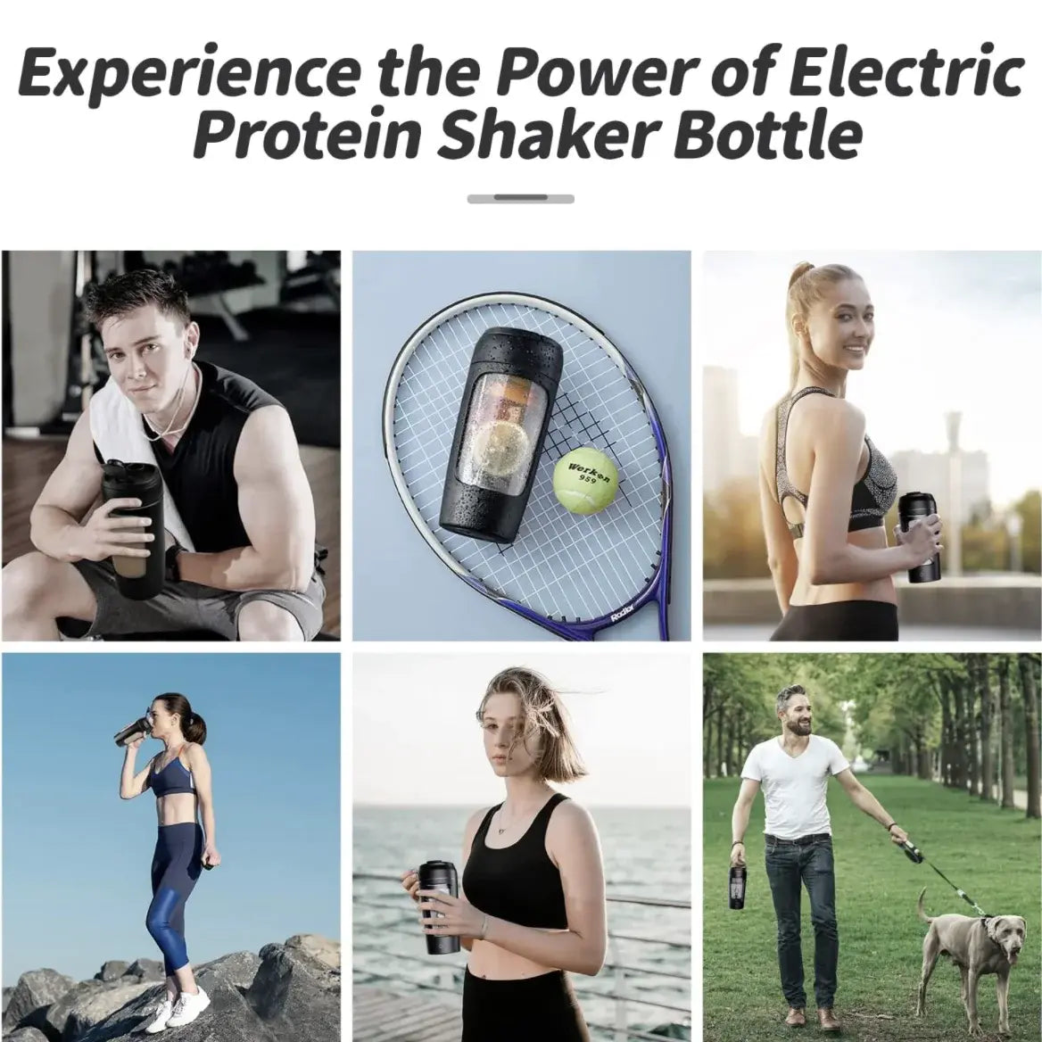 Smart Electric Protein Shaker Bottle - USB Rechargeable Auto-Mixing Cup